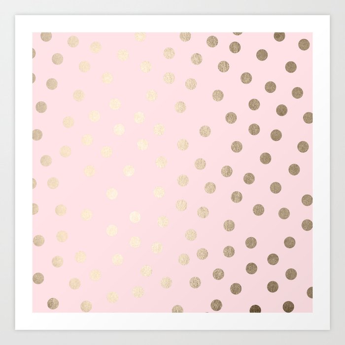 Dots White Gold Sands on Flamingo Pink Art Print