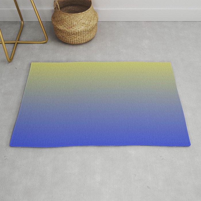 Modern Royal Blue And Yellow Gradient Ombre Pattern Trendy Solid Color Abstract Rug