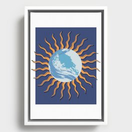 BLUE Earth Sun Framed Canvas