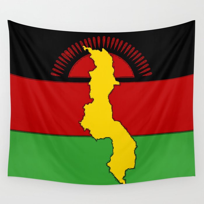 Malawi Map On A Malawian Flag Wall Tapestry By Havocgirl Society6