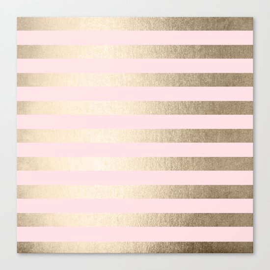Stripes White Gold Sands on Pink Flamingo Canvas Print