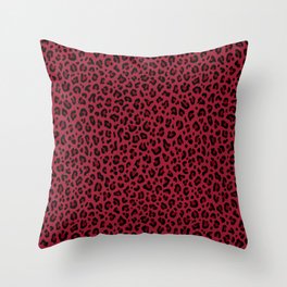 DEEP RED LEOPARD PRINT – Burgundy Red | Collection : Punk Rock Animal Prints | Throw Pillow