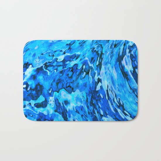 Blue wave abstract Bath Mat