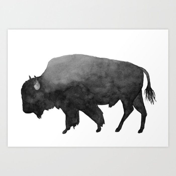 lektier Spis aftensmad historie Charcoal Bison, Watercolor buffalo Art Print by Antelope Print Co. |  Society6