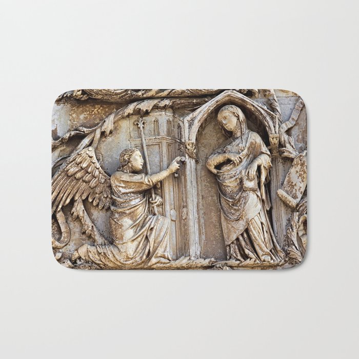 Orvieto Cathedral Facade Relief Annunciation Gothic Art Bath Mat
