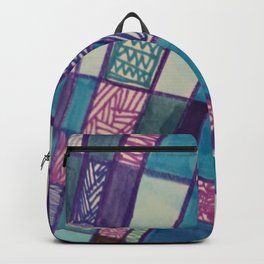 Square Biz Drawing  Backpack | Puzzle, Doodle, Curated, Tiles, Pattern, Ink Pen, Design, Purple, Linework, Magic 