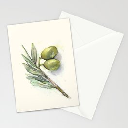 Olive Branch | Green Olives | Watercolor Illustration Stationery Card