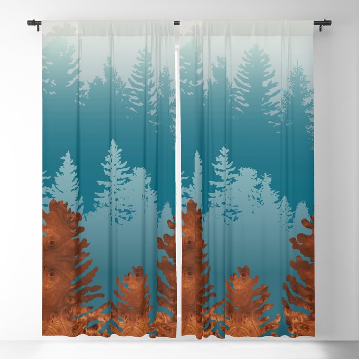 Treescape Blue Blackout Curtain