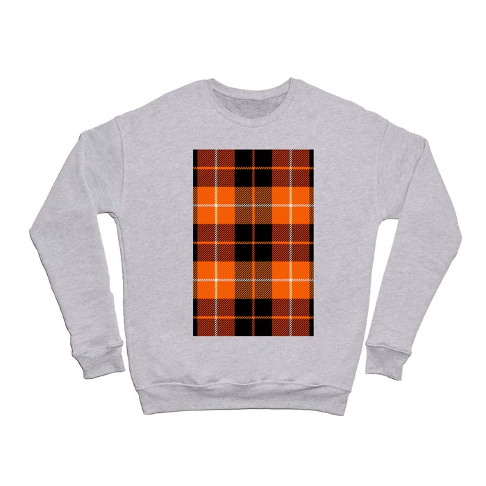 Orange Black Tartan Plaid Scottish Pattern Crewneck Sweatshirt