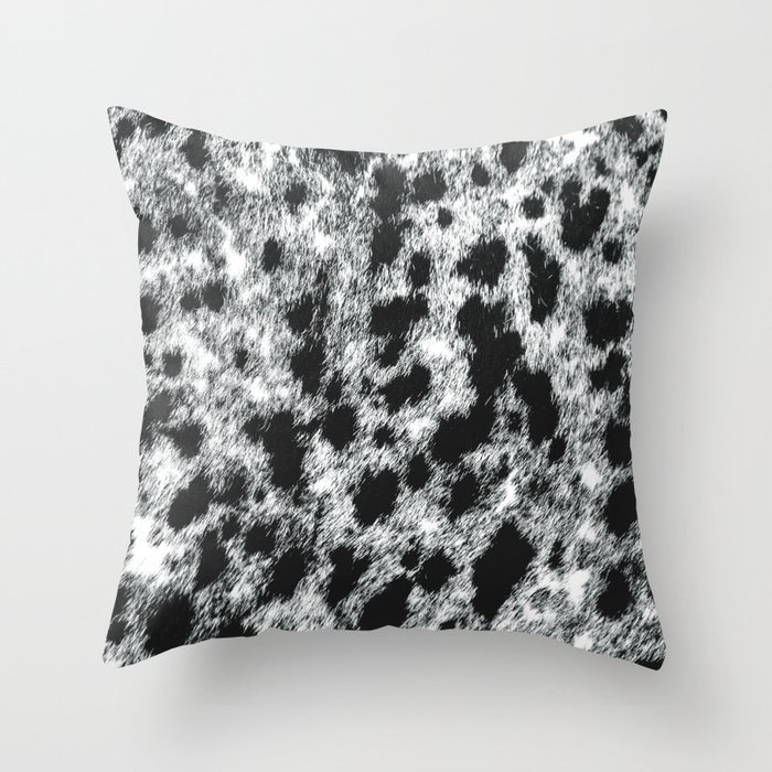 Black and White Western Cowhide Pattern (digitally created, ix 2021) Throw Pillow