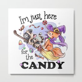 Halloween cat witch decoration design Metal Print