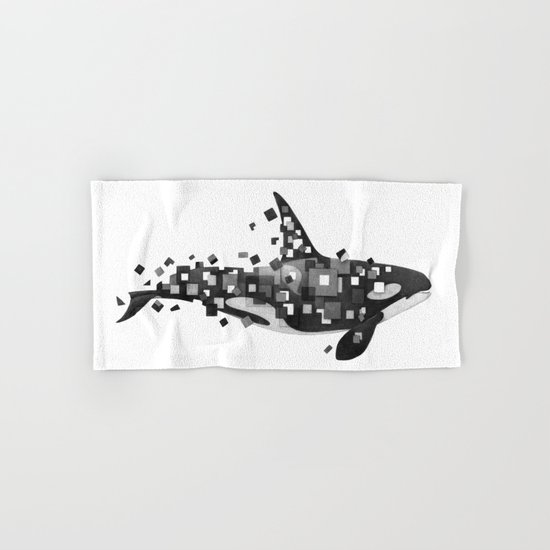 Fractured Killer Whale (mono) Hand & Bath Towel
