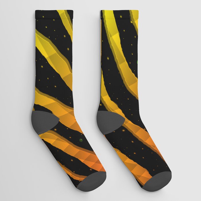 Ripped SpaceTime Stripes - Red/Yellow Socks