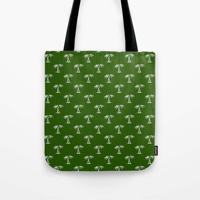 Green And White Palm Trees Pattern Tote Bag