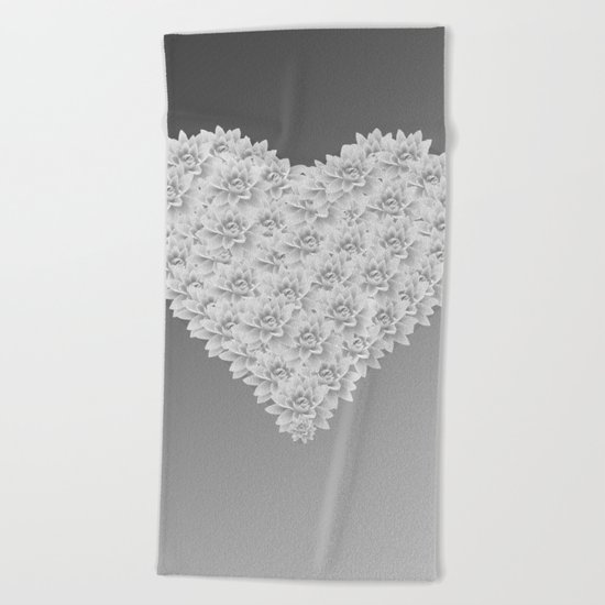 White heart Beach Towel