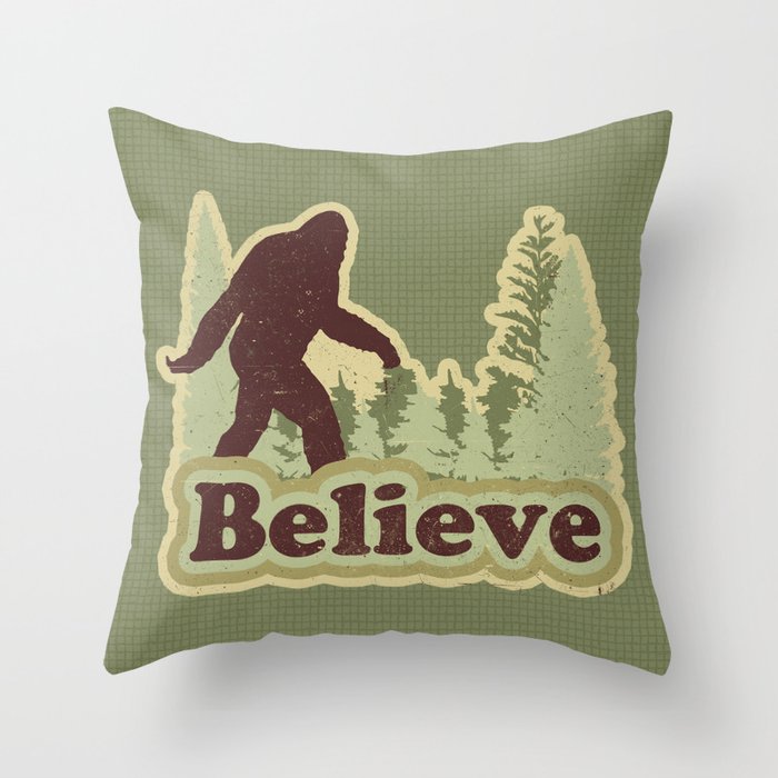 Bigfoot Believe Throw Pillow