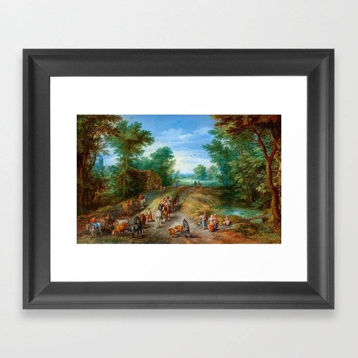 Wooded Landscape with Travelers, 1610 by Jan Brueghel the Elder Framed Art Print