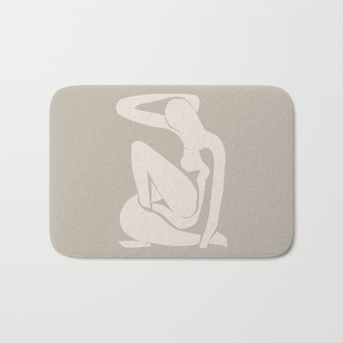 Neutral Matisse Nude in Beige, Abstract Art Decoration Bath Mat