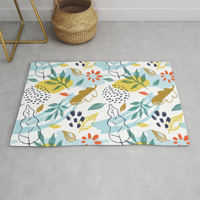 Autumn Abstract Seasonal Floral Patterns Rug