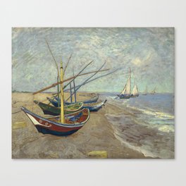 Fishing boats on the beach by Vincent Van Gogh Canvas Print