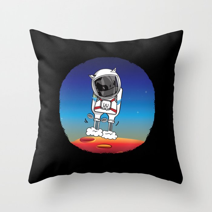 Muso Cow astronaut on Mars Throw Pillow
