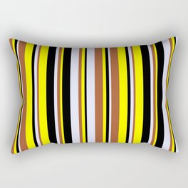 [ Thumbnail: Yellow, Sienna, Lavender, and Black Colored Lines/Stripes Pattern Rectangular Pillow ]