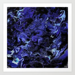 Midnight Marble Art Print | Abstract, Marble, Trippy, Painting, Groovy, Pattern, Acrylic, Purple, Psychedelic, Blue 