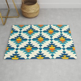 Rounded colorful aztec diamonds pattern Rug