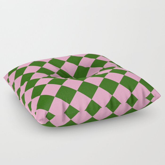 Pink & Green Checkerboard Floor Pillow