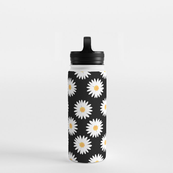 Daisy black pattern Water Bottle by Pendientera Society6