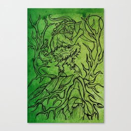 Dancing in the Wood - Green Edition Canvas Print