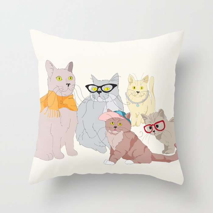 Accessory Cats Throw Pillow
