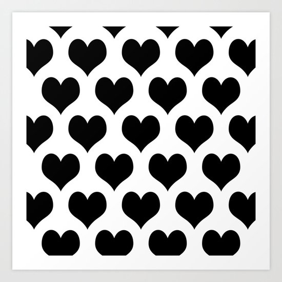 White Black Heart Minimalist Art Print
