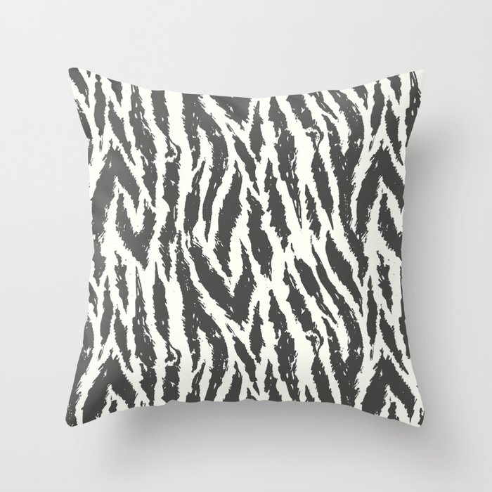 Creamy White Wildlife Tiger Pattern Throw Pillow