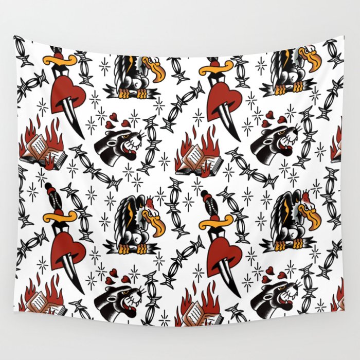 Traditional tattoo flash pattern Wall Tapestry
