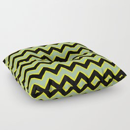 Fresh Minty Green And Black Chevron Pattern,Zigzag Stripes Pattern,Waves,Geometric,Abstract,Retro,Classic, Floor Pillow