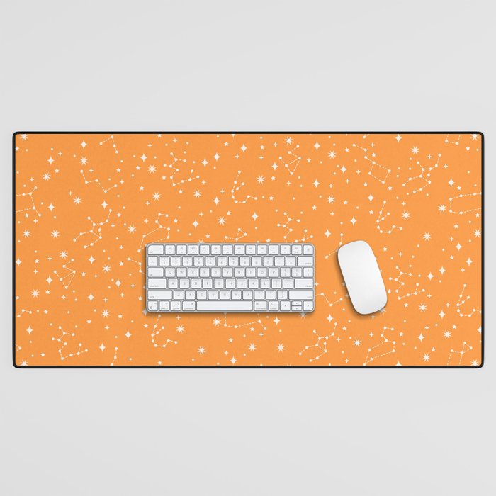 Constellations in the Sky - Orange Desk Mat