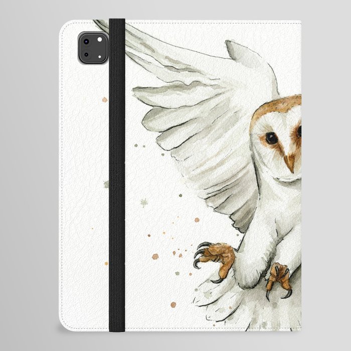 Barn Owl Flying Watercolor | Wildlife Animals iPad Folio Case