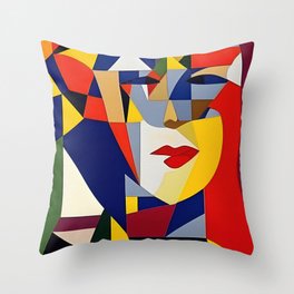 Digital Cubist Paintings. Portraits No. 7 Throw Pillow