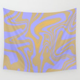 Periwinkle And Mustard Yellow Liquid Marble ,Swirl Abstract Pattern, Wall Tapestry