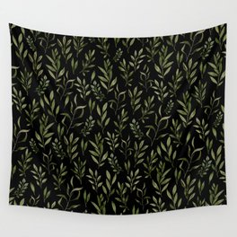 Eucalyptus- Green Leaves Dark Background  Wall Tapestry