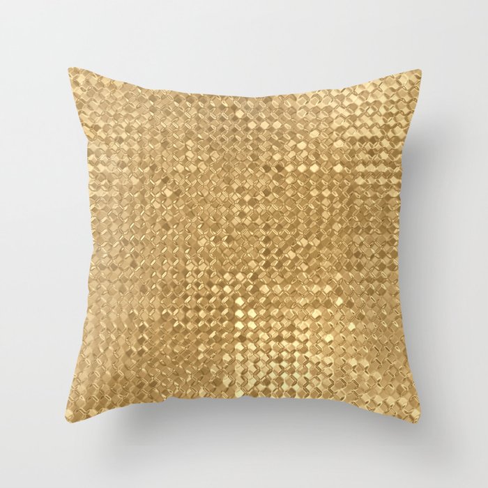 Gold foil seamless pattern, golden glitter texture Throw Pillow