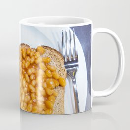 Baked beans on toast on white plate Mug