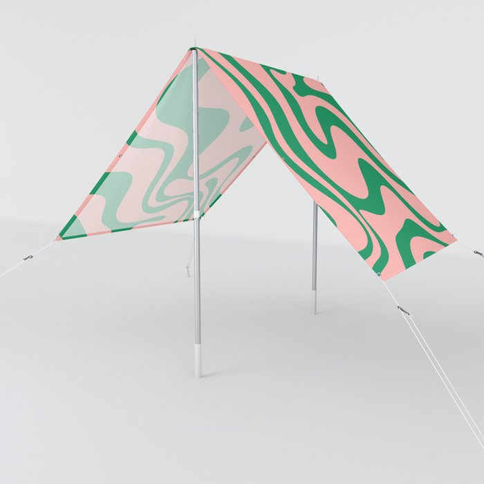 Liquid Swirl Retro Abstract Pattern in Pink and Bright Green Sun Shade
