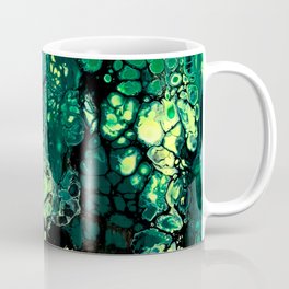 Tree Silhouette Abstract Coffee Mug | Pouring, Baretree, Halloween, Eerie, Yellow, Fluidpaint, Tree, Painting, Acrylic, Medium 