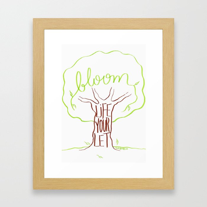 Let your life bloom (green) Framed Art Print