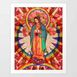 Rainbow Guadalupe Collage Art Print