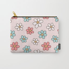 Happy Daisy Pattern, Cute and Fun Smiling Colorful Daisies Carry-All Pouch