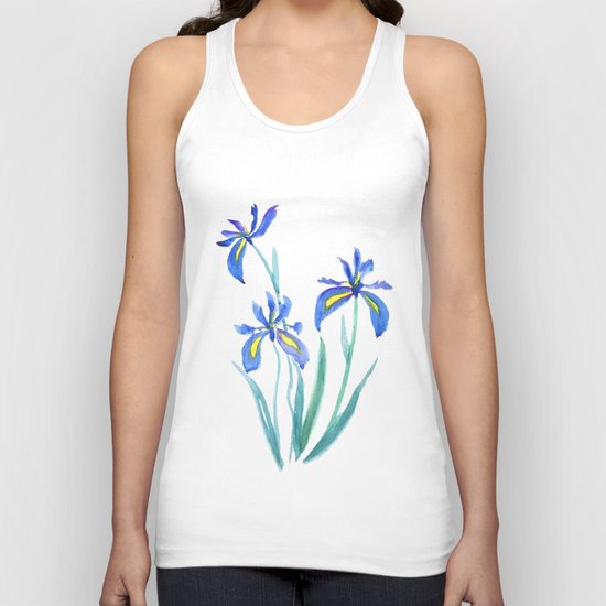 blue iris watercolor Unisex Tank Top