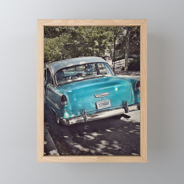 Blue Classic Car Framed Mini Art Print